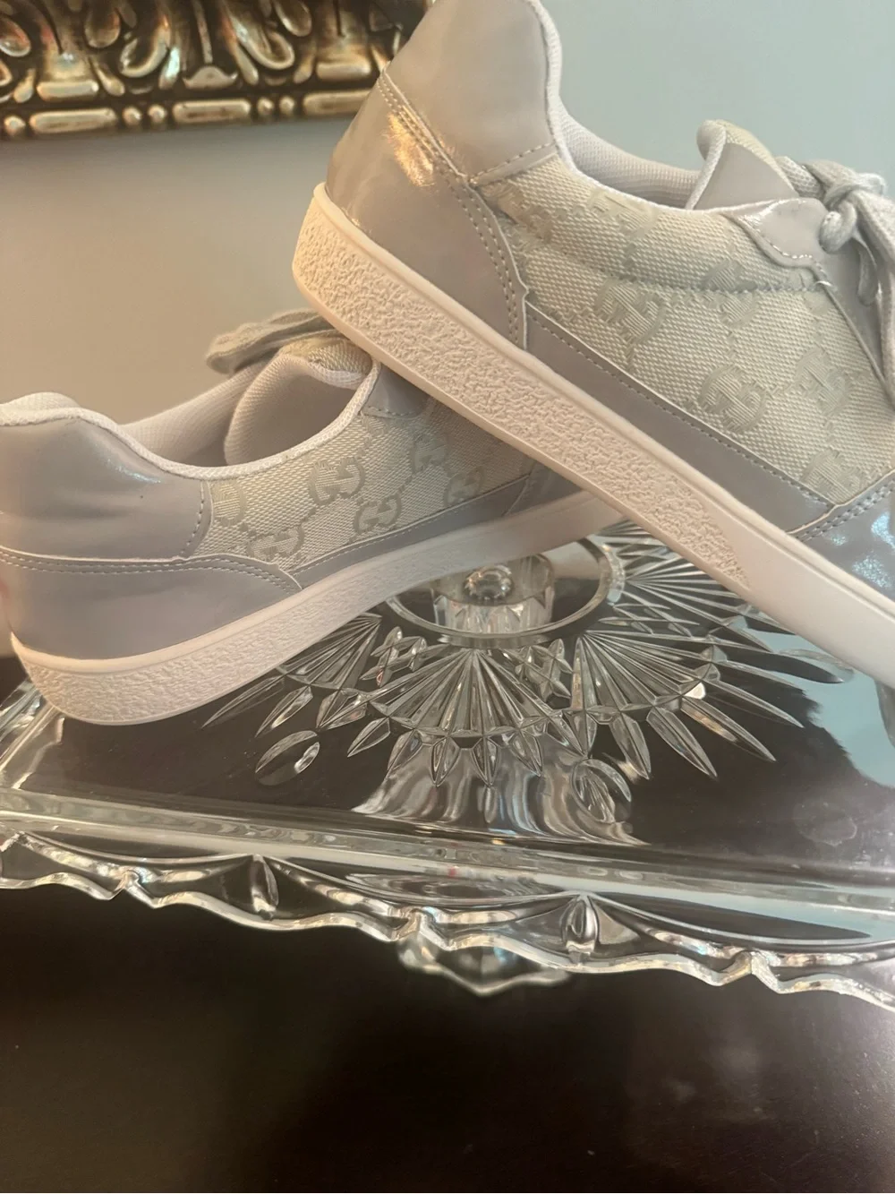 Women's Light Gray Lace-Up Fashion Sneakers